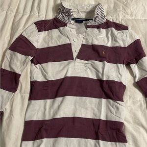 ralph lauren womens small rugby purple and white stripe